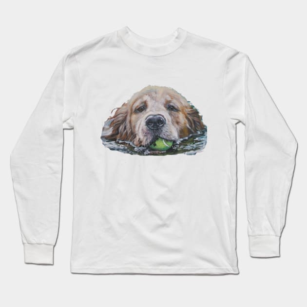 Golden Retriever Fine Art Painting Long Sleeve T-Shirt by LASHEPARD